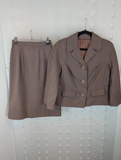 True Vintage 1960s Bickler 100% Wool Skirt Suit Made in England