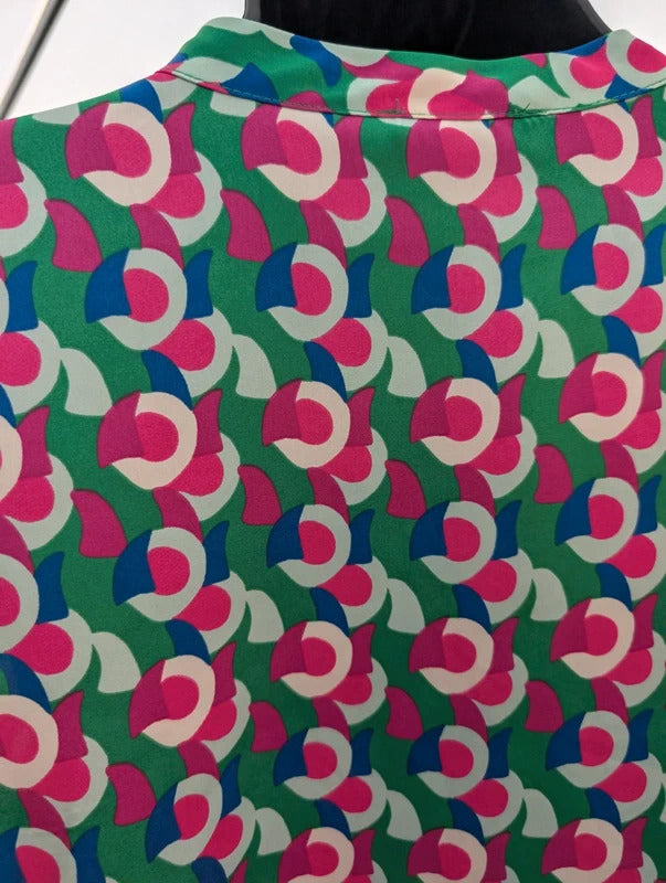 Gallery Geometric Print Shirt Green Blue UK10