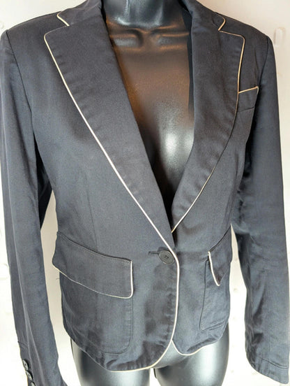 DKNY Tailored Jacket with Contrast Piping Size 2 (UK 10) Charcoal