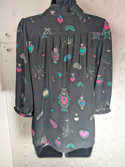 Stardust London "Betty" Blouse - Sacred Heart Print - XS