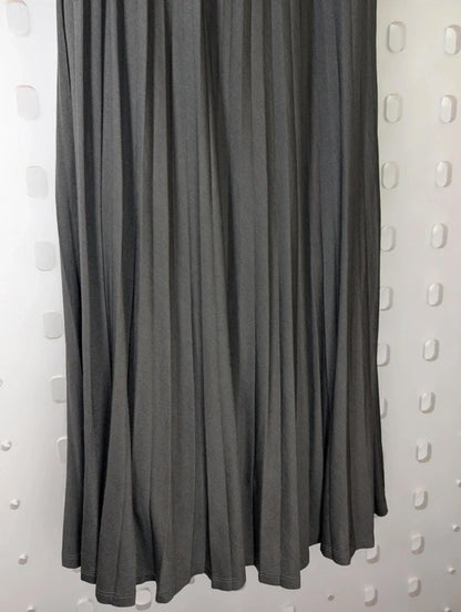 Massimo Dutti Charcoal Grey Pleated Midi Skirt XS 25” Waist Minimal Capsule