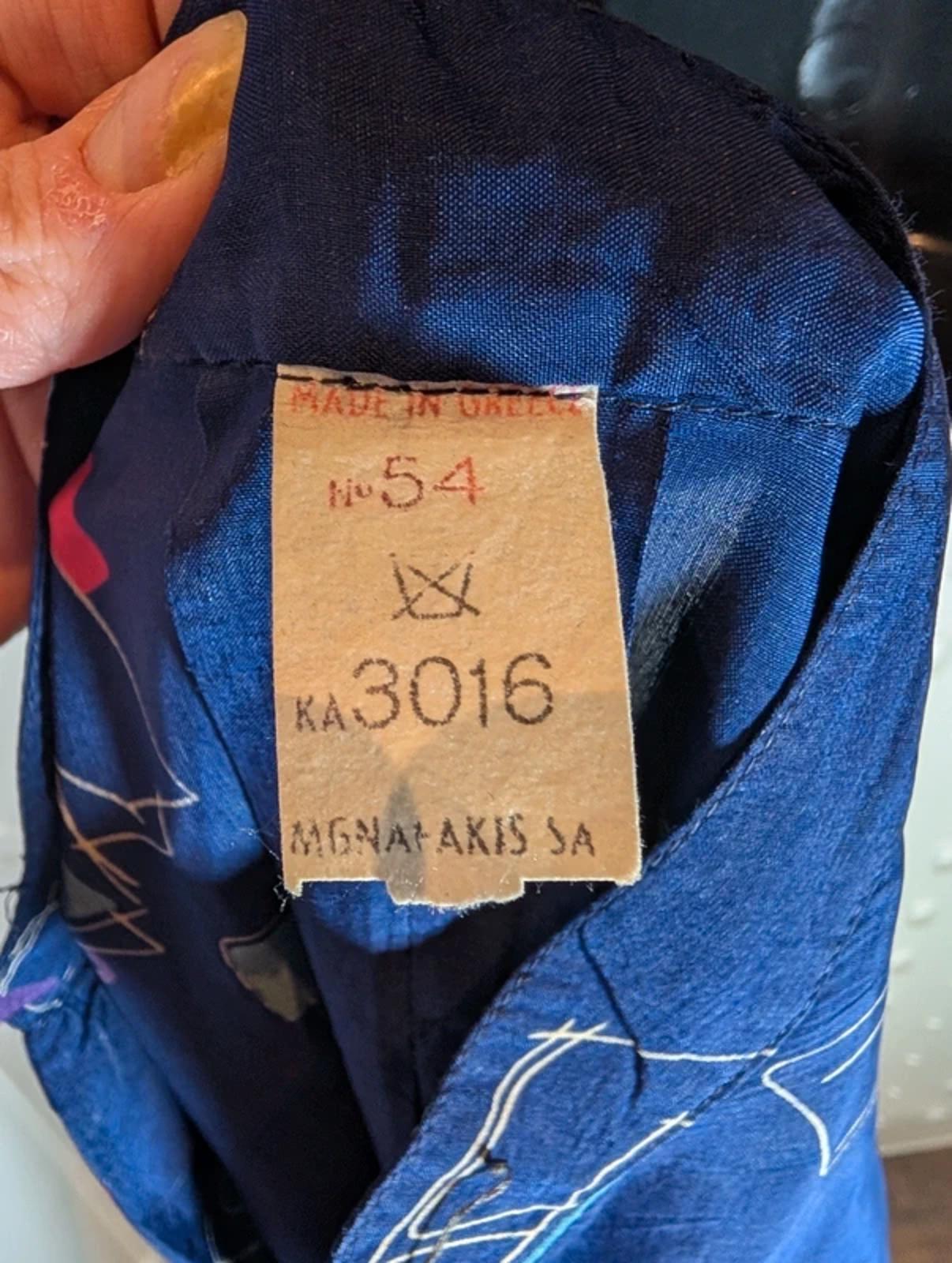 Vintage Navy Abstract Print Midi Dress Made in Greece