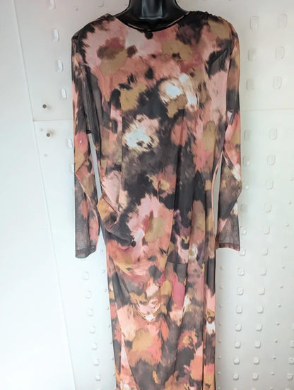 Sheer Ruched Mesh Maxi Dress Layering Piece