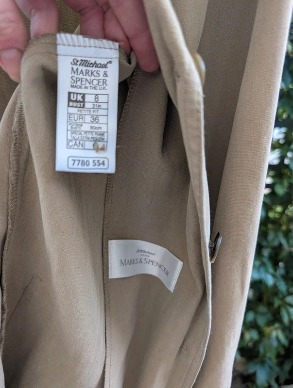 Vintage St Michael by Marks & Spencer Linen Blend Trouser Suit Beige UK8