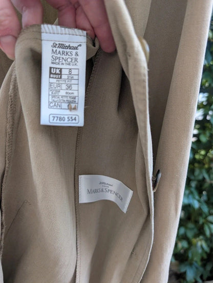 Vintage St Michael by Marks & Spencer Linen Blend Trouser Suit Beige UK8