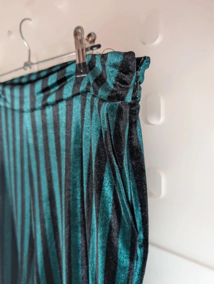 Soaked in Luxury velvet striped wide leg trousers medium gothic boho black green
