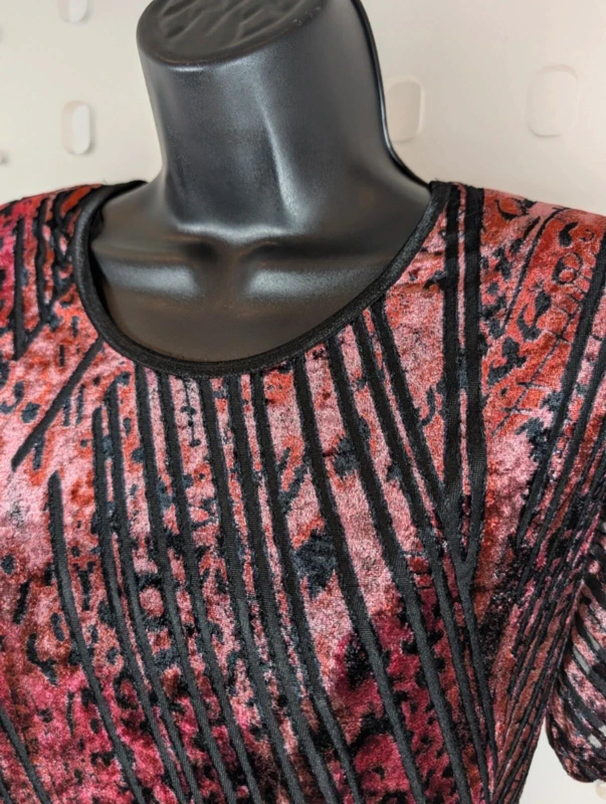 Roman Originals Devoré Burnout Velvet Tee 90s Grunge Sheer Top S/M