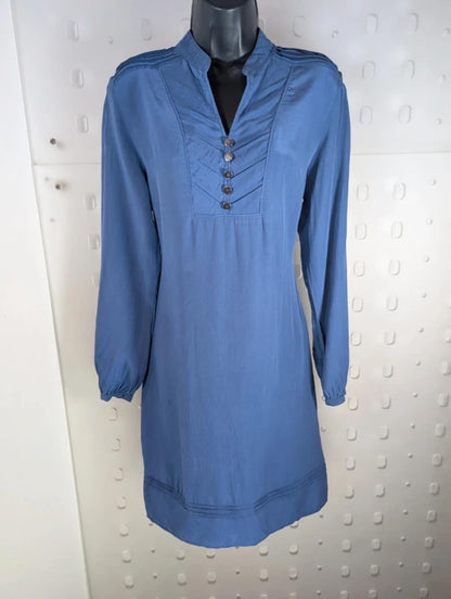 Episode Vintage Silk Shift Dress Blue Long Sleeve UK12