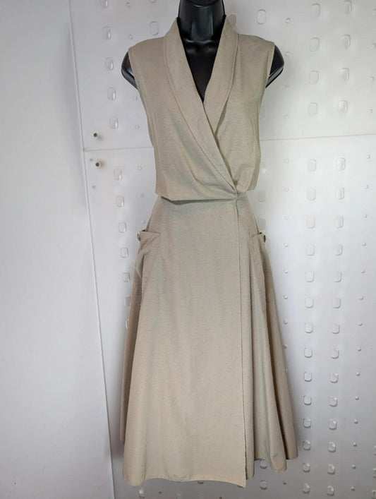 St Michael Vintage Cotton Midi Dress – Made in the UK (UK 16 Long)