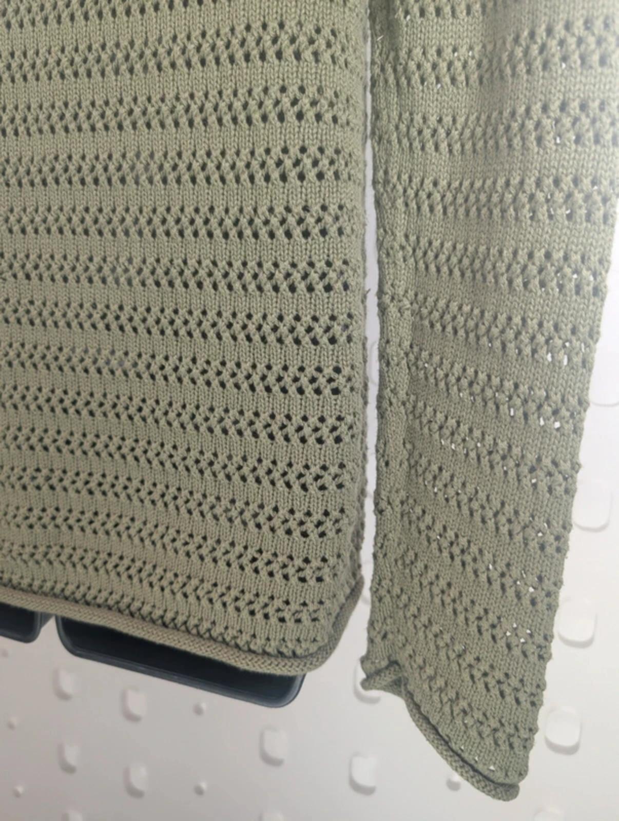 Carolyn Donnelly The Edit Khaki Crochet Longline Knit Cotton Boho Jumper S