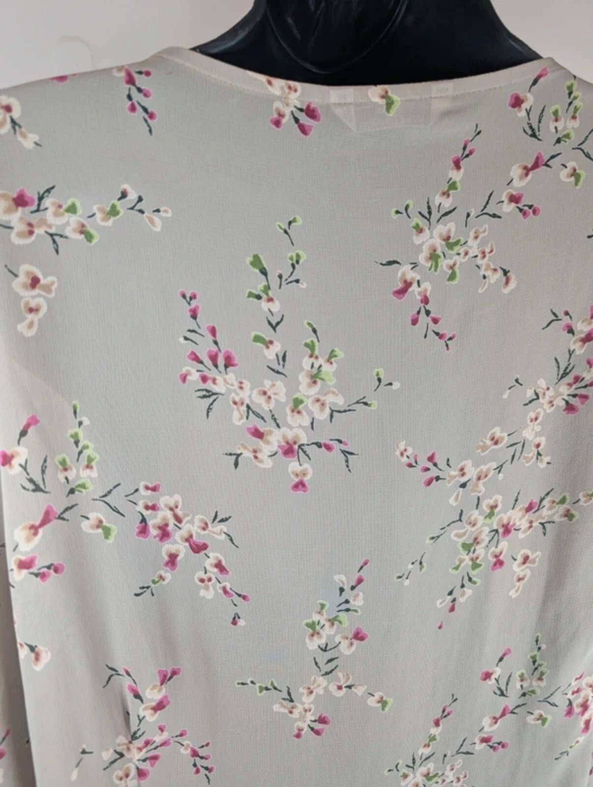 Vintage St Michael M&S Floral Blouse UK18–20 Viscose Frill Sleeve