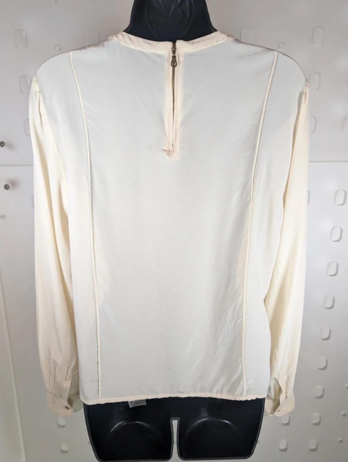 Whistles 100% Silk Blouse Cream Bow Neck UK14