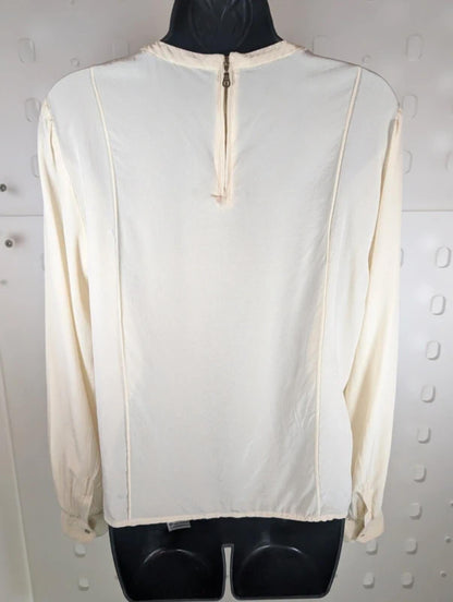 Whistles 100% Silk Blouse Cream Bow Neck UK14