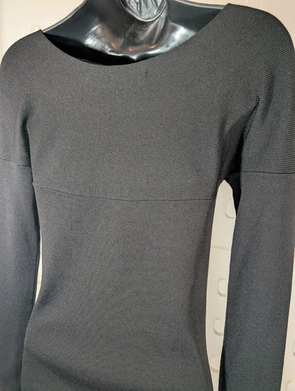 Massimo Dutti Black Crossover Wrap Knit Top Small Balletcore