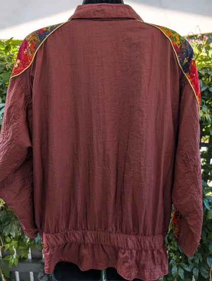 Vintage 1980s EVR Div Rousso Metallic Shell Jacket Paint Splatter