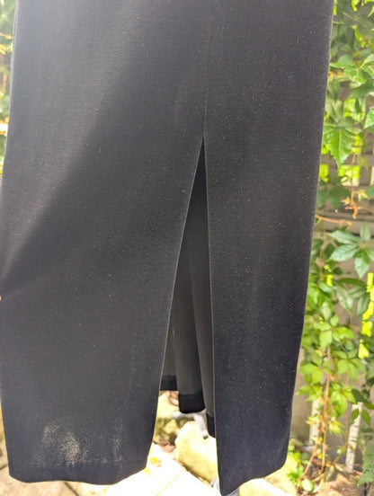 Vintage BHS Black Velvet Midi Dress Made in Great Britain UK14