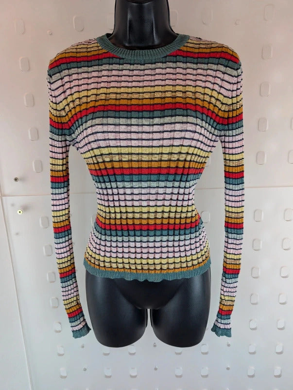 M&S Limited Edition Rainbow Metallic Ribbed Top UK12