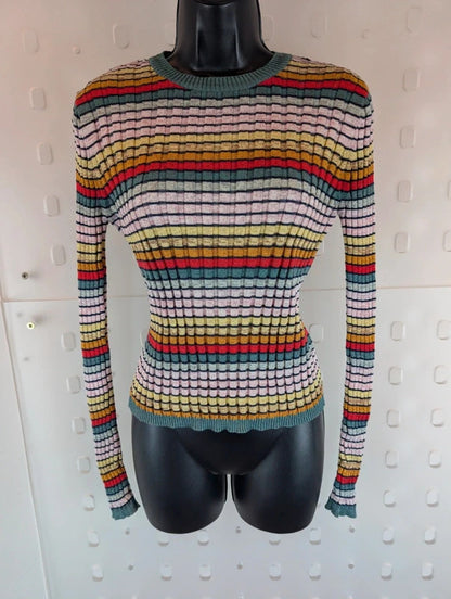M&S Limited Edition Rainbow Metallic Ribbed Top UK12
