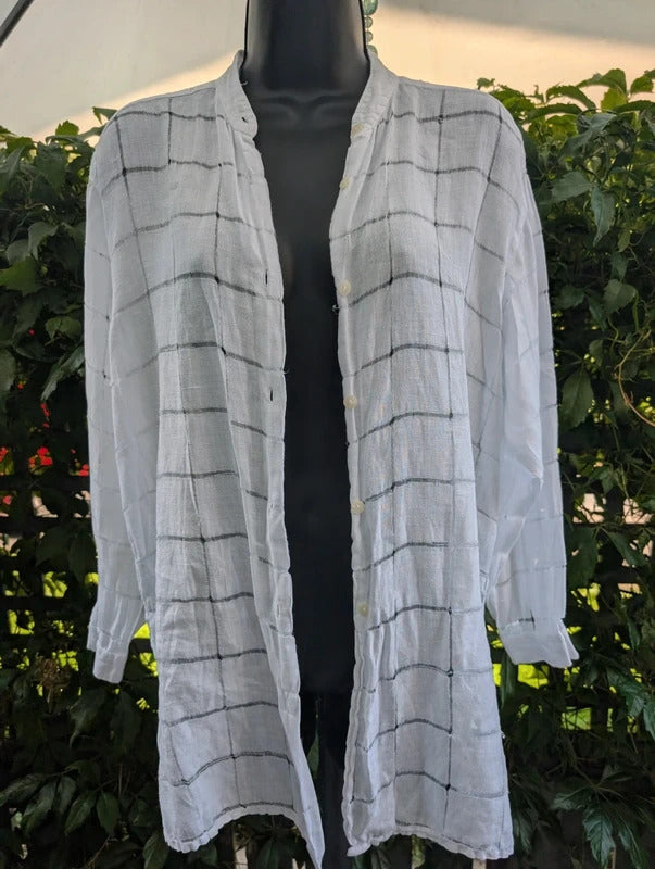 Vintage St Michael 100% Linen Longline Shirt UK8
