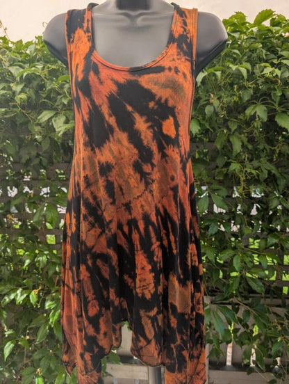Vivo Tie Dye Longline Top Orange Black Medium