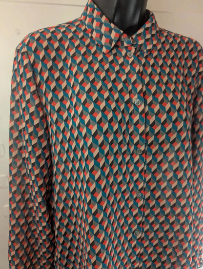 Sandwich geometric print shirt – size UK 10