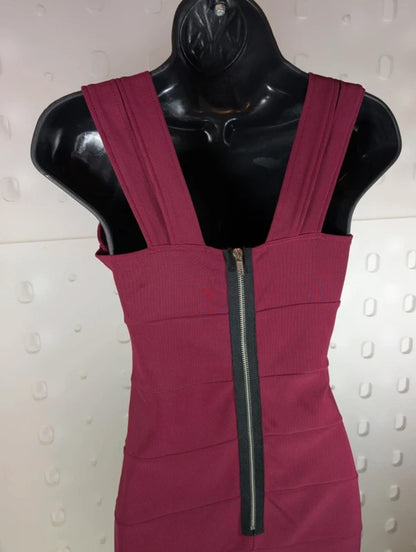 Parisian Bandage Bodycon Dress Burgundy UK10
