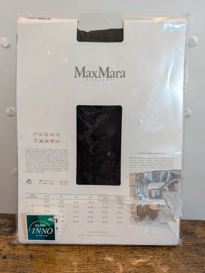 Max Mara Rialto Black Chain Back Seam Tights Small 60 Denier Made in Italy