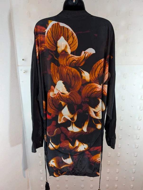Religion Mushroom Print Cupro Shirt Dress UK20 NWT