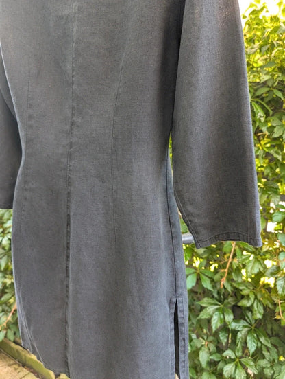 Boden 100% Linen Longline Shirt Jacket Black UK8