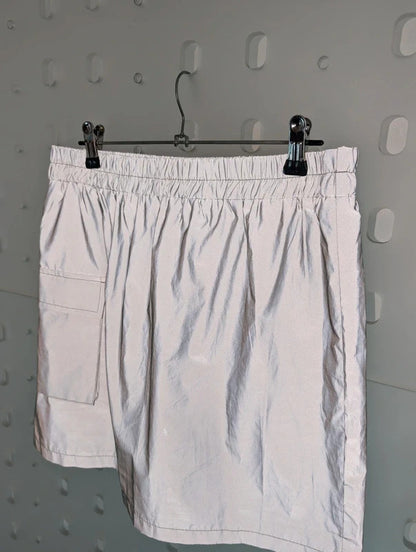 In Vogue Paris Reflective Silver Grey Utility Cargo Mini Skirt M
