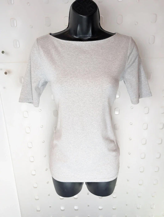 Ralph Lauren Grey Marl Boat Neck T-Shirt Small