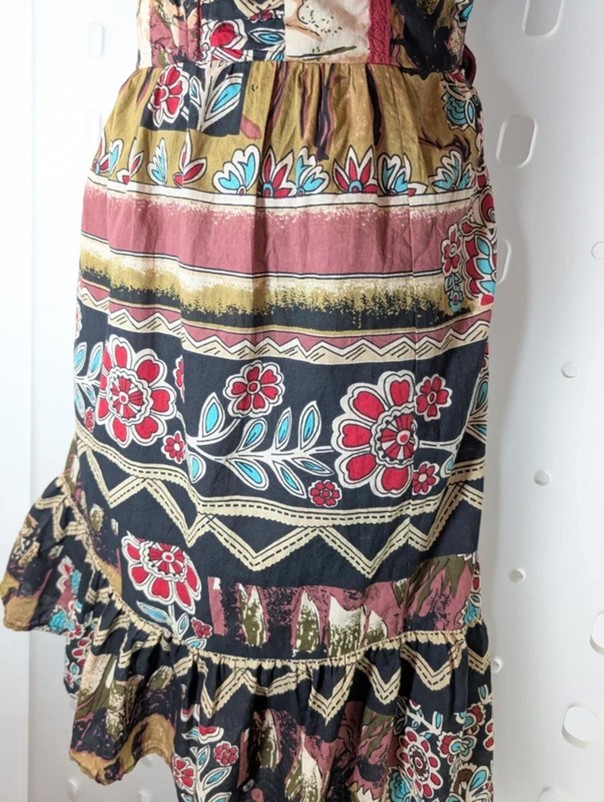 Joe Browns Boho Cotton Dress Tie Back Square Neck UK 14