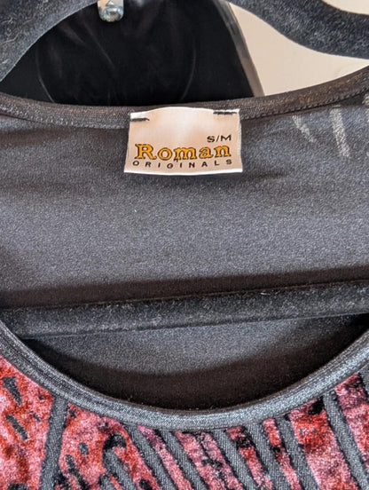 Roman Originals Devoré Burnout Velvet Tee 90s Grunge Sheer Top S/M