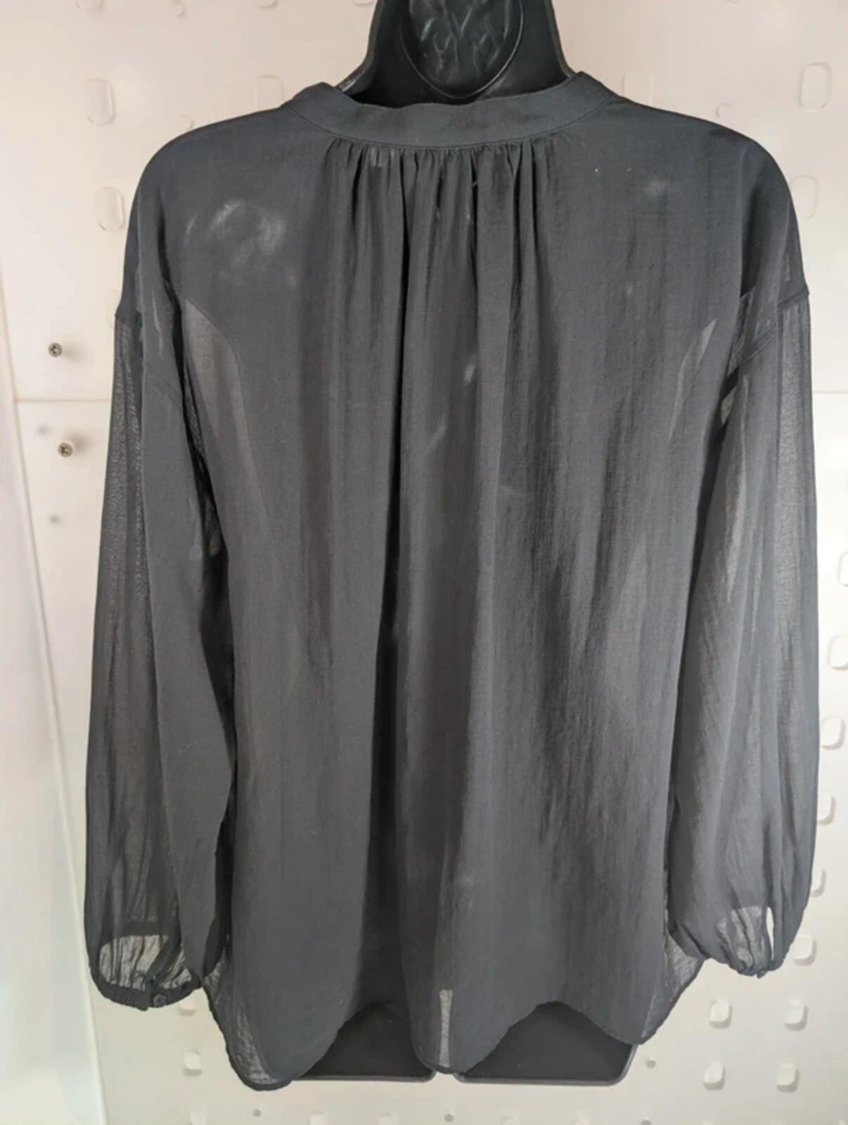 JW Anderson for Uniqlo Sheer Tie Neck Blouse Black Medium