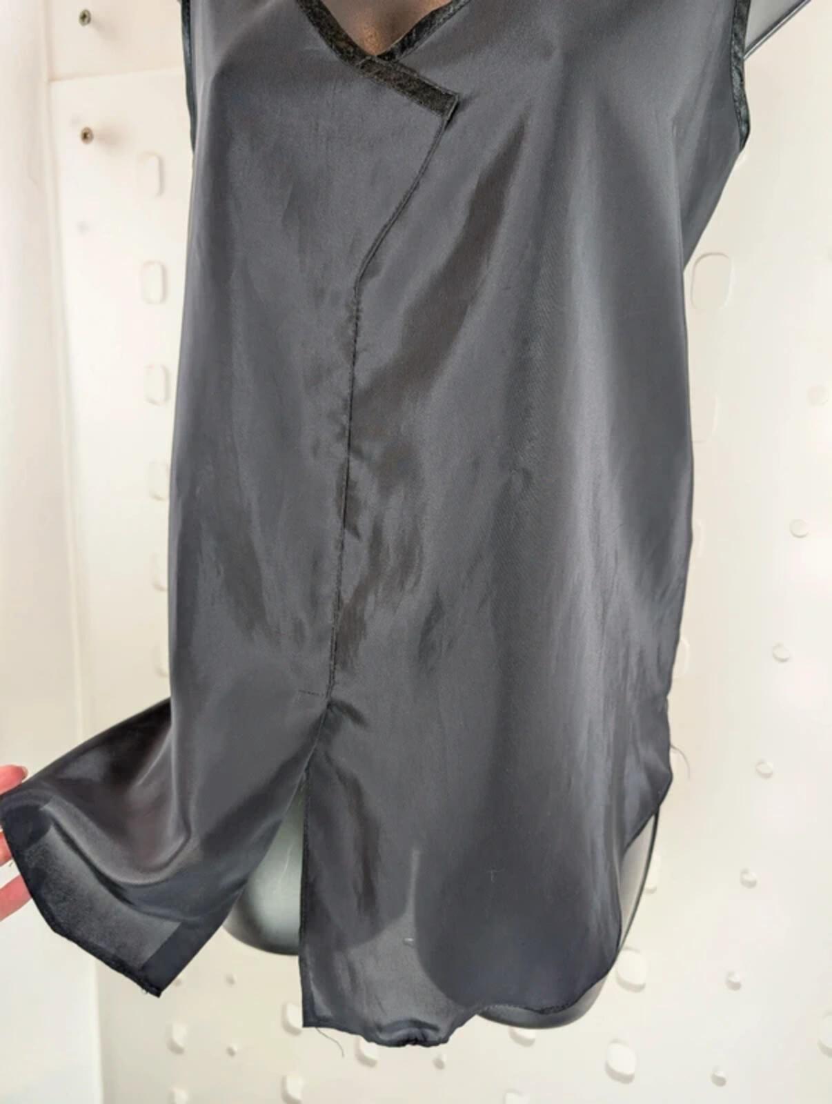 Loriana London Black Tank Top UK10 12 Satin Trim Tie Front