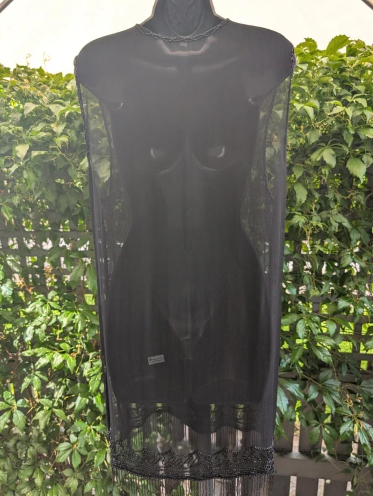 Vintage Indian Beaded Waistcoat Black Rayon S/M