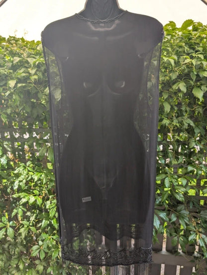 Vintage Indian Beaded Waistcoat Black Rayon S/M