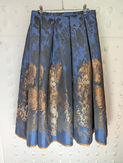 Guzella Midnight Blue Taffeta Gothic Midi Skirt UK10 Dramatic Occasion
