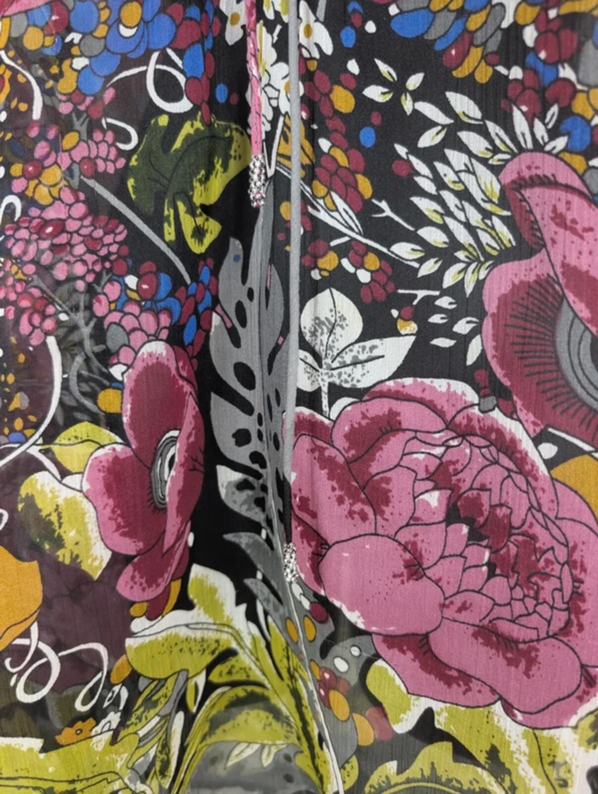 Simply Rhona Resort Wear Floral Kaftan Grey Multi Medium