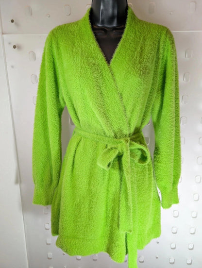 Savage X Fenty fuzzy dressing gown – neon green – XS/S