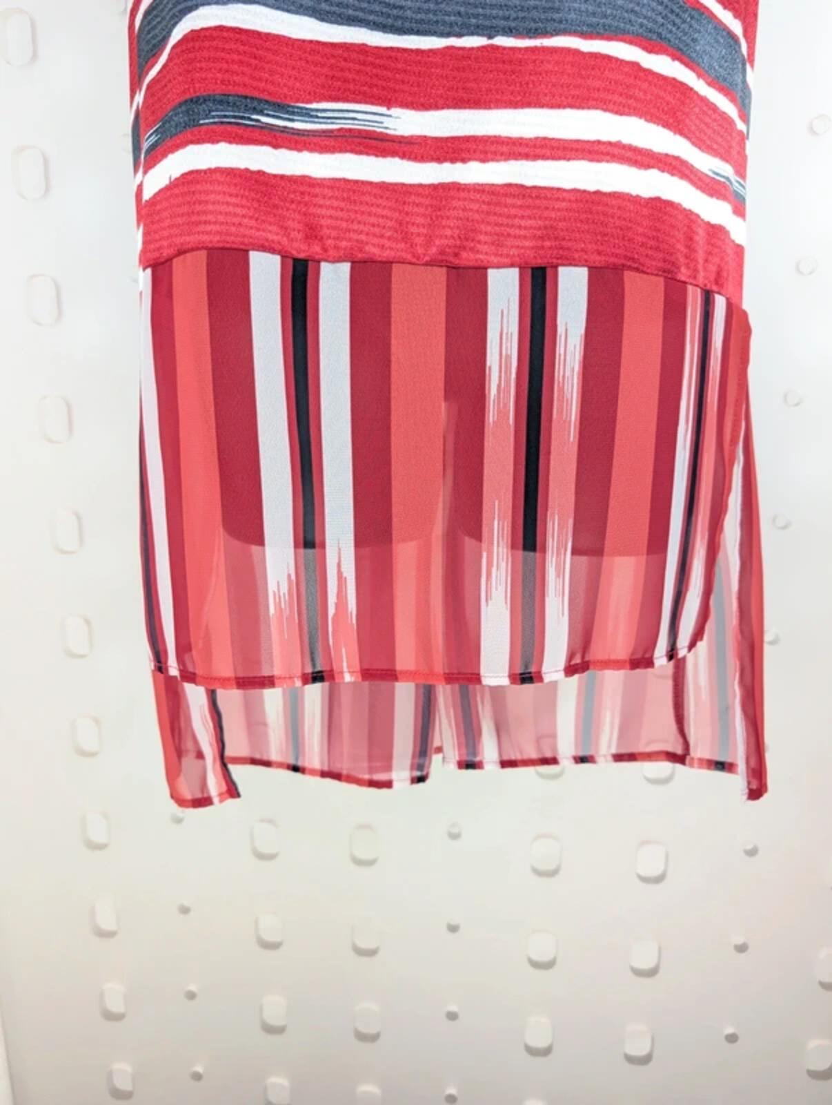 Per Una Striped Longline Tunic Top Red Black White UK14 NWT
