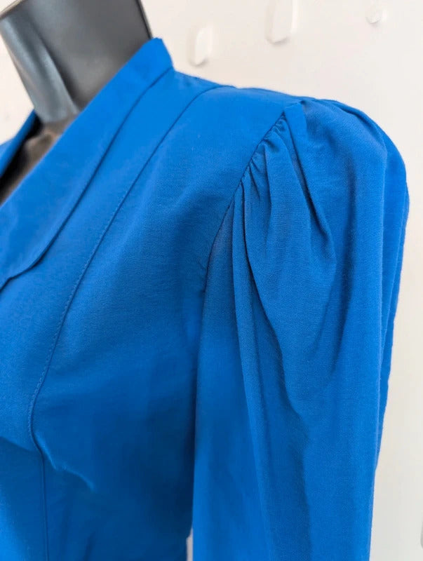 Vintage 80s Berkertex Occasions Electric Blue Peplum Skirt Suit UK8/10