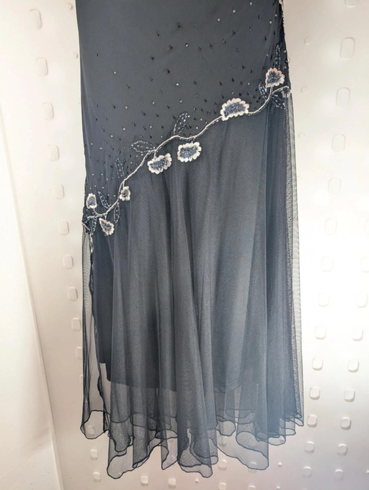 LD Collection Black Beaded Evening Dress – UK 12