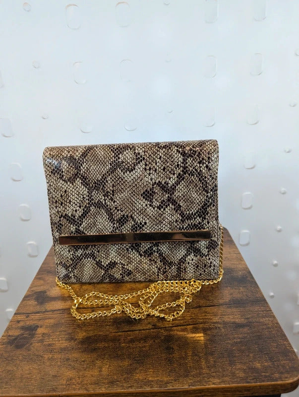 Timothy Hitsman Snakeskin Effect Patent Shoulder Bag Made in Spain