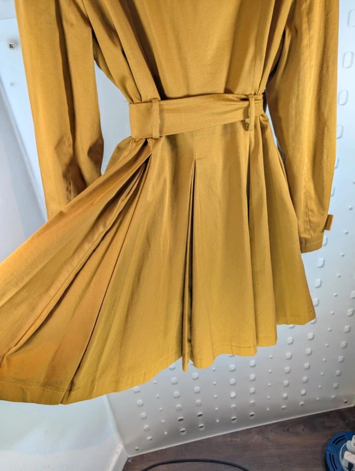Miss Selfridge UK14 Mustard Fit & Flare Coat Ruffle Collar Academia
