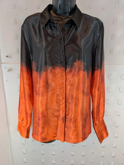 Forever Unique Orange Black Ombré Satin Shirt UK10