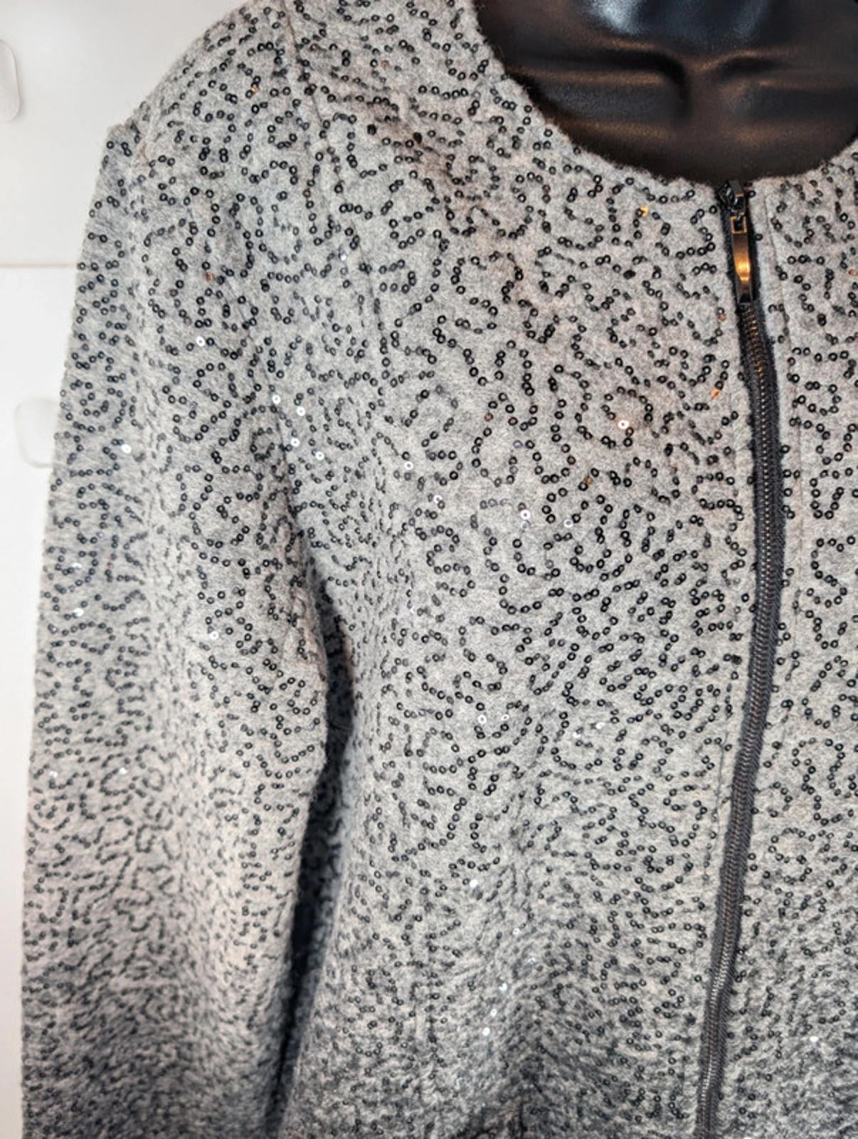 Clements Ribeiro Black – Sequin Wool Blend Jacket (XL / 16–42)