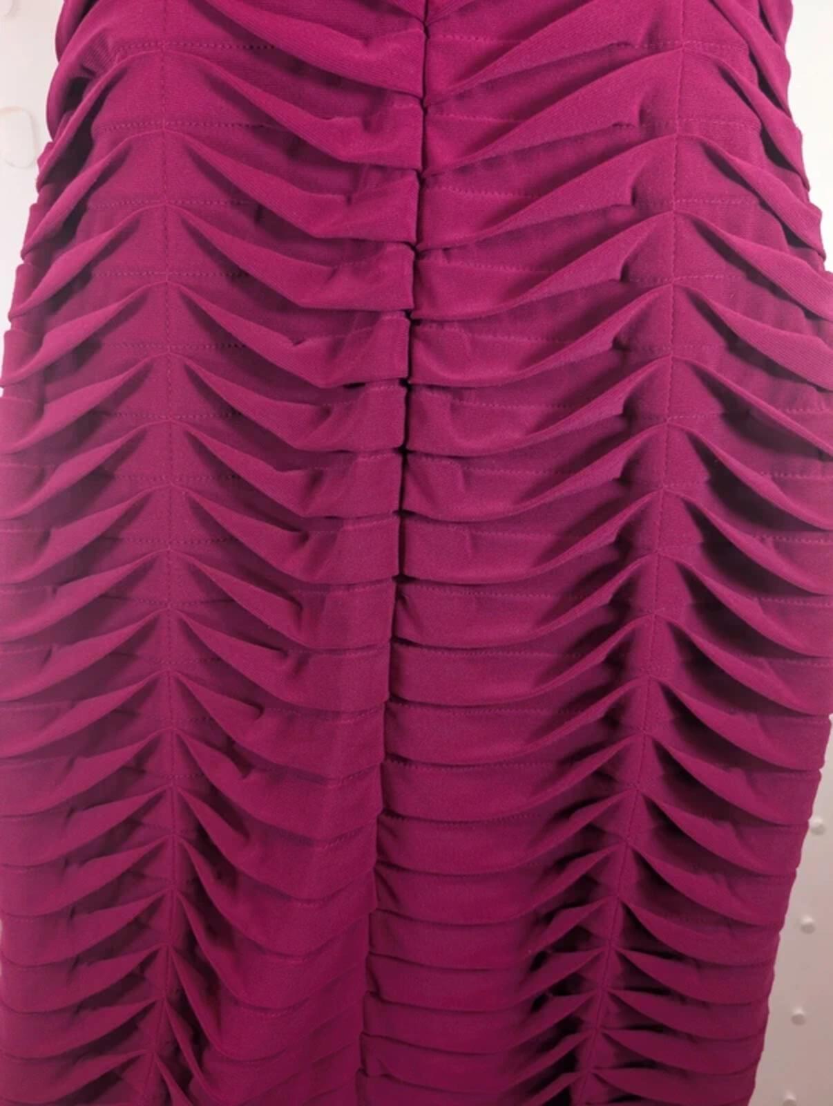 Adrianna Papell Ruched Bodycon Dress UK8 Magenta Stretch Occasion