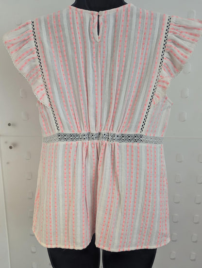 Nooki Anya Boho Style Pink Striped Blouse size M