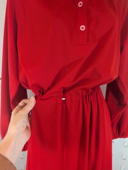 Vintage Betty Barclay Red Belted Midi Dress 70s 80s